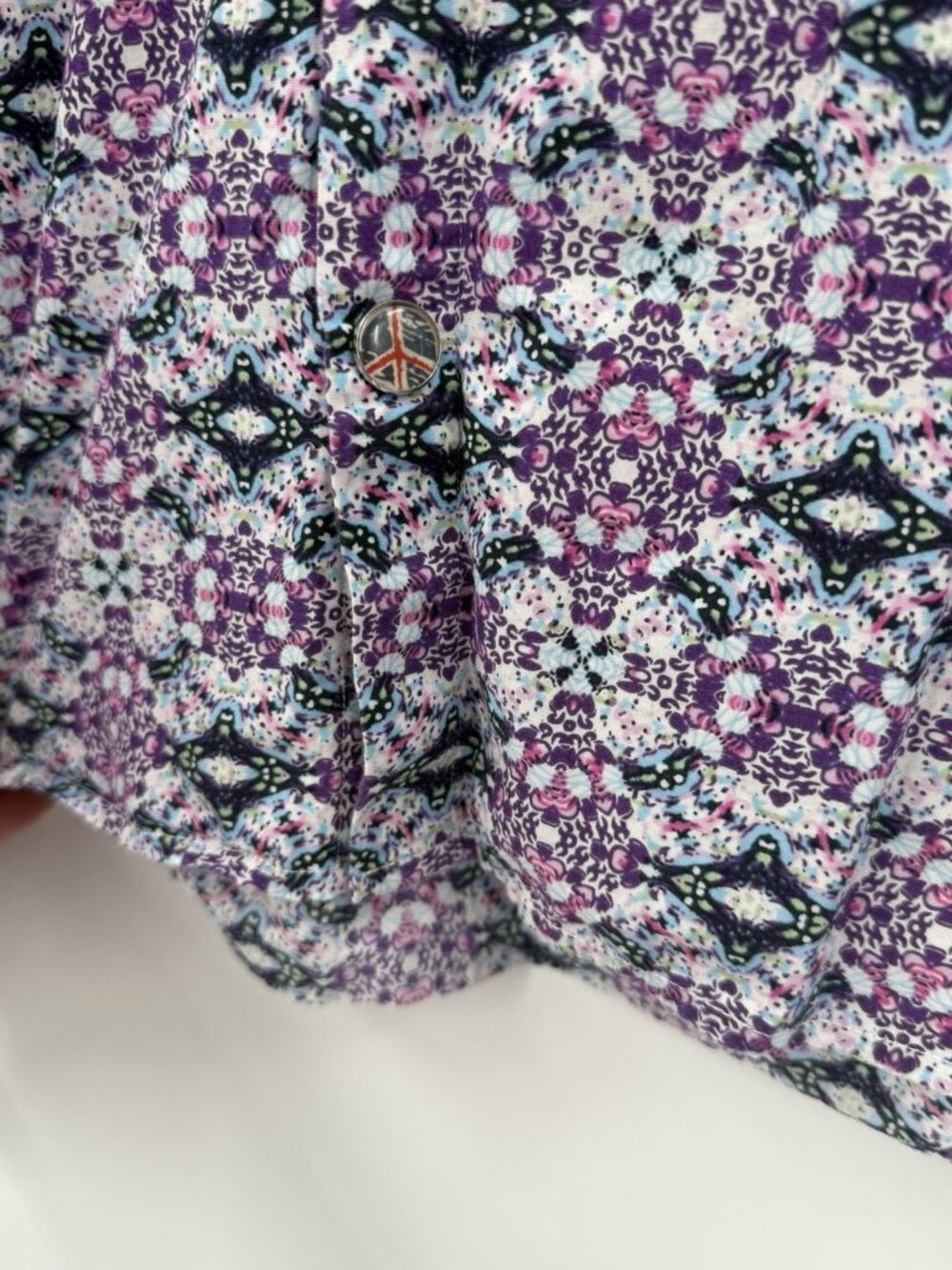 JOHN LENNON Men's Purple Abstract Geo Pattern Long Sleeve Button Down Shirt MED - Picture 3 of 7